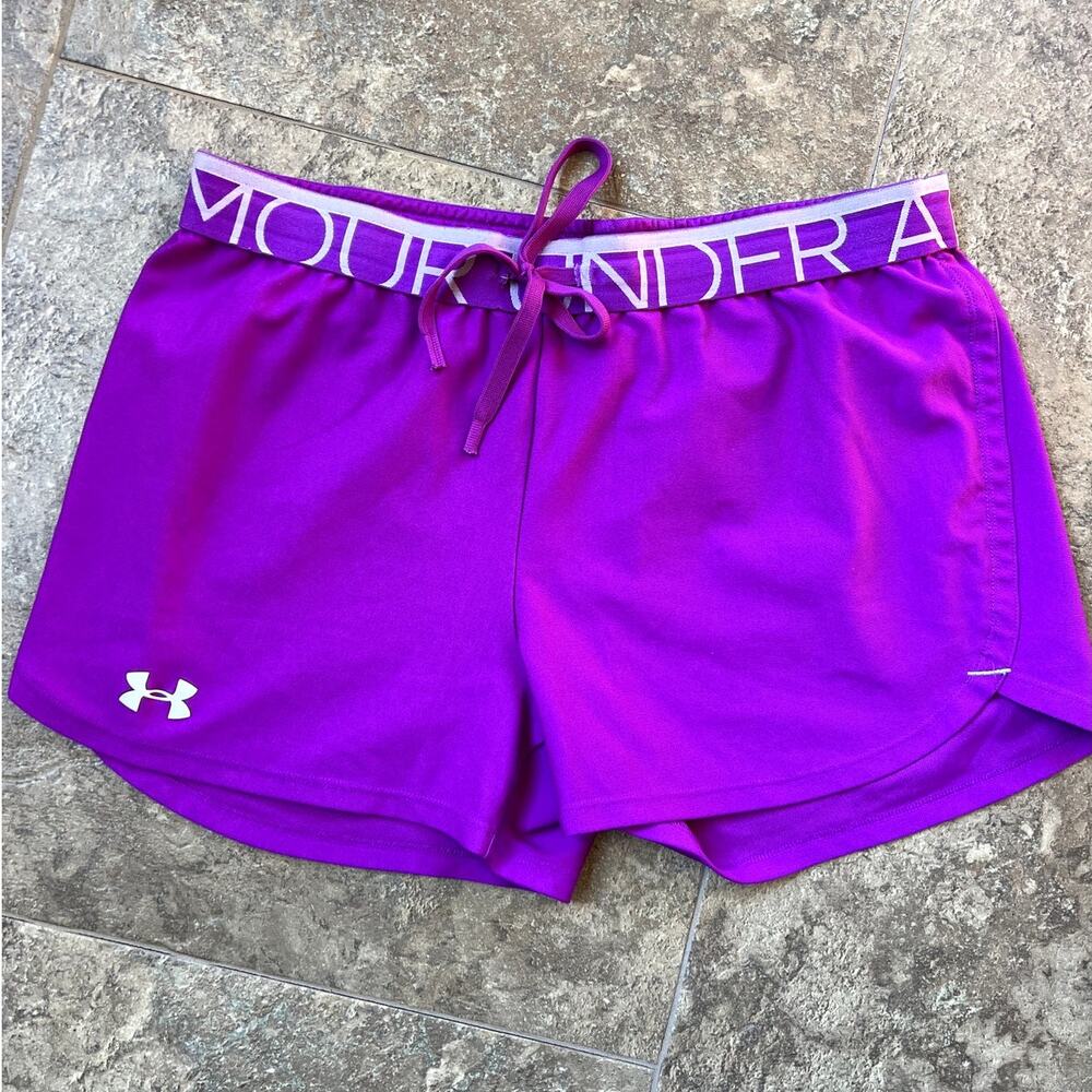 Under Armour Loose Heat Gear Pull On Elastic Waist Purple Shorts, Women's size M
